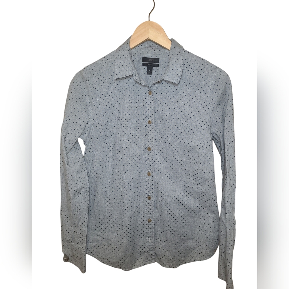 J Crew Botton up Long Sleeve Shirt Polka Dot